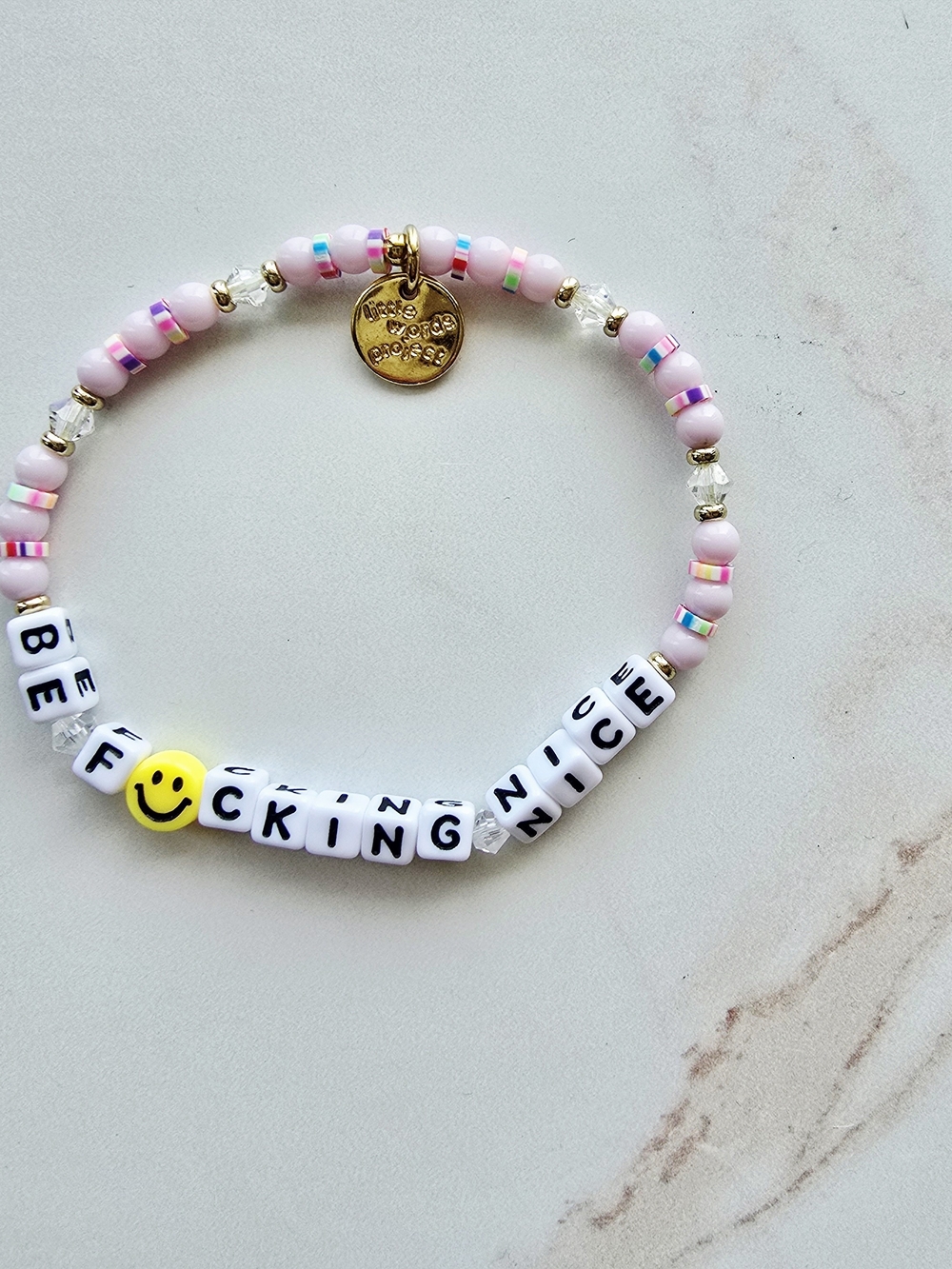 Little Words Project Be Nice Bracelet Pink - Picture 2 of 2